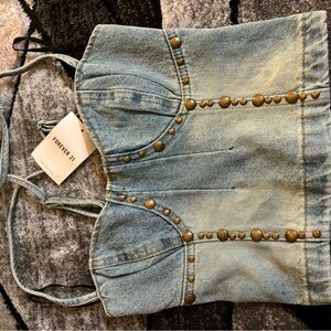 Forever 21 Light Blue Denim Crop Top
